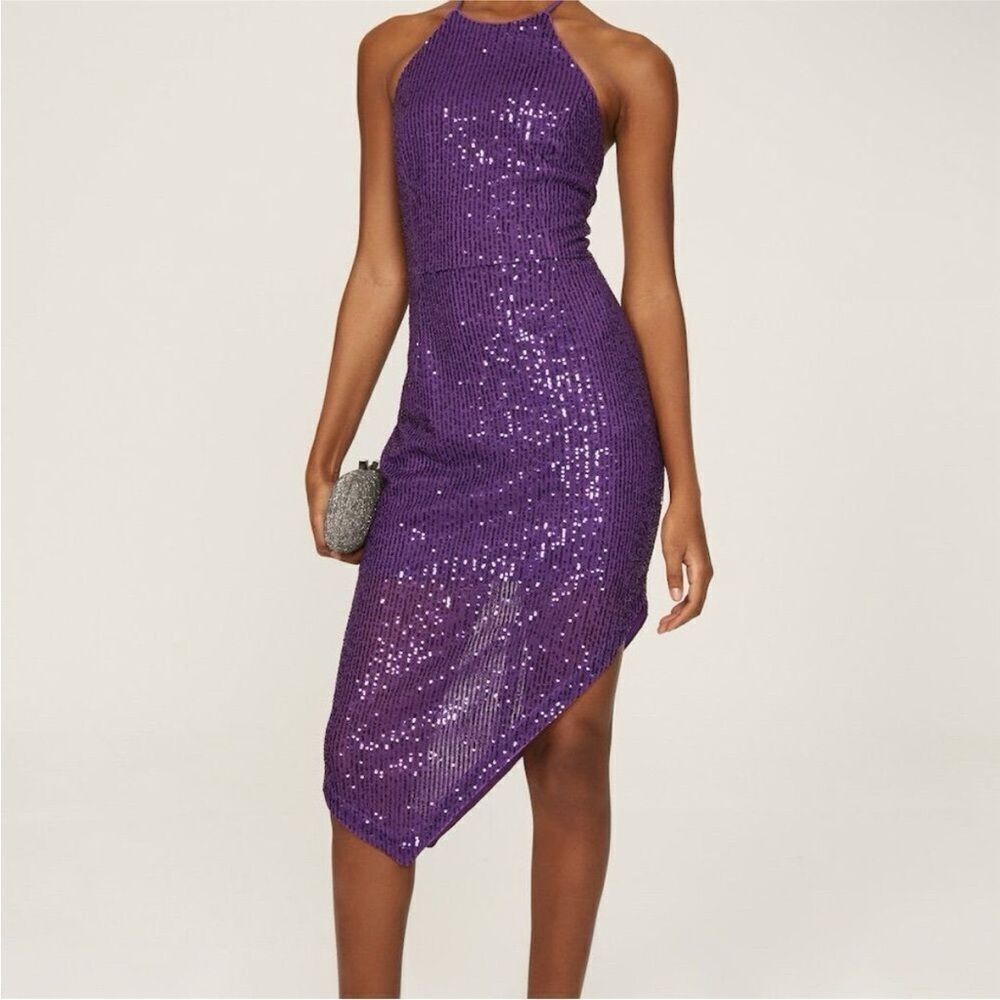 TOCCIN X RTR | Purple Sequin Asymmetrical Dress Women’s Size 8